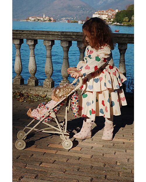 Konges Slojd Passeggino per Bambole - Coeur Bisous - Cotone e Metallo Accessori Bambole