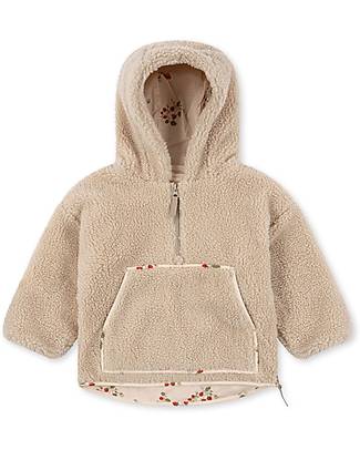 Konges Slojd Poncho Morbido Teddy con Zip e Tasca - Bianco Crema Felpe