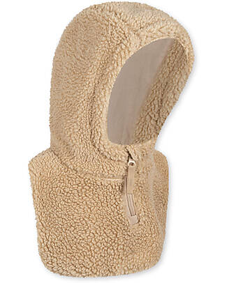 Konges Slojd Scaldacollo con Cappuccio - Oxford Tan - Morbido Tessuto Teddy Certificato Oeko-Tex Sciarpe