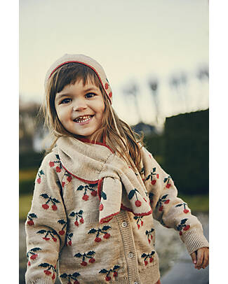 Konges Slojd Scaldacollo in Maglia Sonja - Beige Melange e Ciliegie - 100% Lana Merino Sciarpe