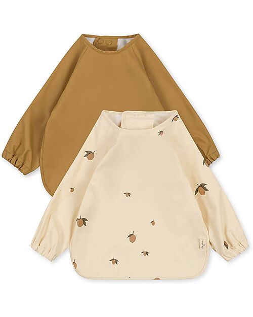 Konges Slojd Set 2 Bavaglini a Maniche Lunghe - Limone Bavagli con Maniche