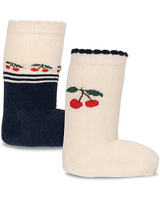 Konges Slojd Set 2 Calzini in Cotone - Cherry Mix - Panna Blu Navy Calzini