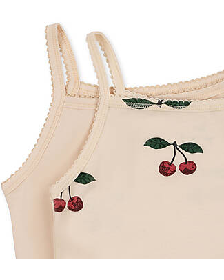 Konges Slojd Set 2 Canottiere senza Maniche - Ma Grande Cerise Nouvelle Peach - Cotone Bio GOTS Canotte