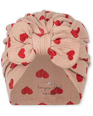 Konges Slojd Set 2 Cappellini Turbante - Coeur Mahogany Point Blue Butter - Cotone Bio GOTS Cappelli Neonato