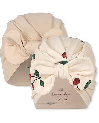Konges Slojd Set 2 Cappellini Turbante - Ma Grande Cerise Nouvelle Peach - Cotone Bio GOTS Cappelli Neonato
