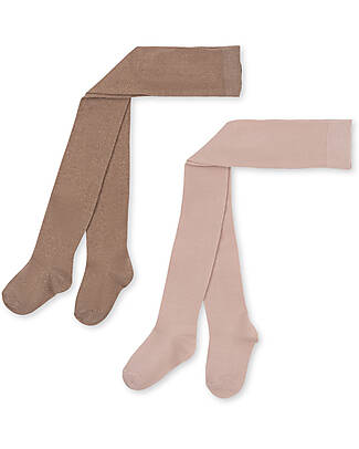 Konges Slojd Set 2 Collant in Lurex - Rosa e Marrone Calze