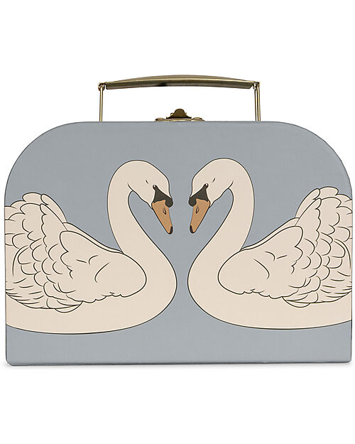 Konges Slojd Set 2 Valigie Decorative o Portagiochi con Manico in Metallo - Cigno Valigie Porta Giochi