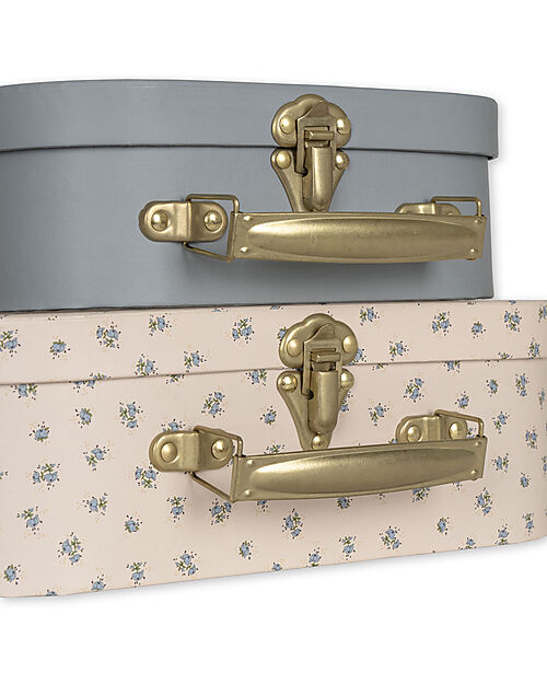 Konges Slojd Set 2 Valigie Decorative o Portagiochi con Manico in Metallo - Cigno Valigie Porta Giochi