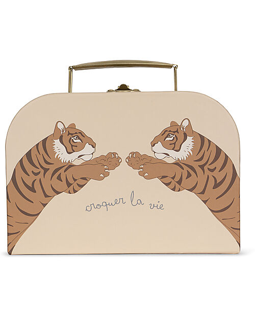 Konges Slojd Set 2 Valigie Decorative o Portagiochi con Manico in Metallo - Tigre Valigie Porta Giochi