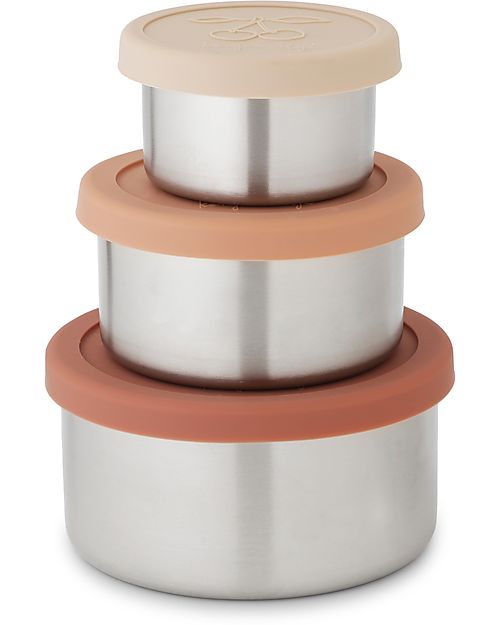 Konges Slojd Set 3 Food Box - Accaio Inossidabile e Silicone Alimentare - Copper Mix Porta Merenda