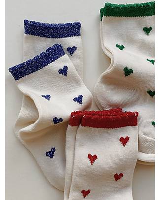 Konges Slojd Set 3 Paia Calzini Heart - Cotone Biologico Calzini