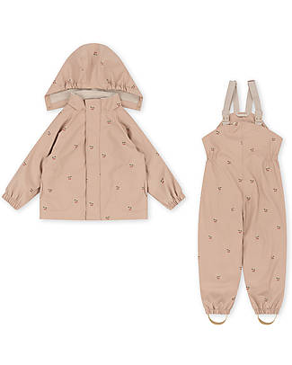 Konges Slojd Set Antipioggia Antivento - Giacca e Pantaloni - Cherry - Impermeabilità 10000mm Impermeabili