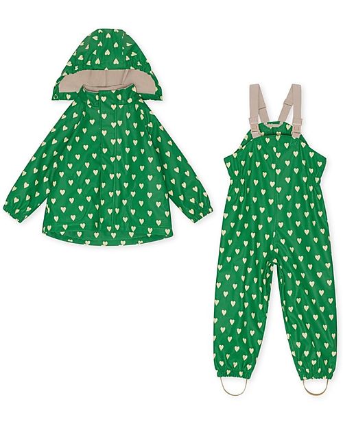 Konges Slojd Set Antipioggia e Antivento Impermeabile- Giacca e Pantaloni - Aisuru Verde Impermeabili