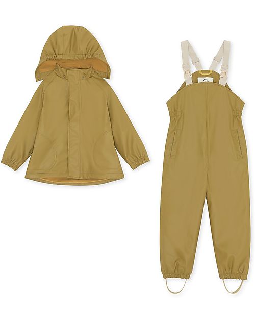 Konges Slojd Set Antipioggia e Antivento Impermeabile- Giacca e Pantaloni - Oro Opaco Impermeabili
