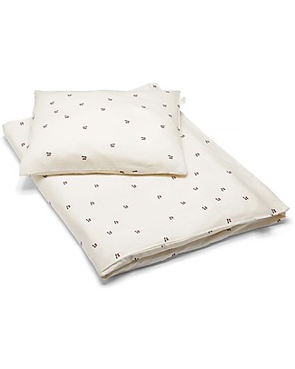 Konges Slojd Set Copripiumino e Federa - Ciliegie - 100x70 cm - 100% Cotone bio Set Copripiumino
