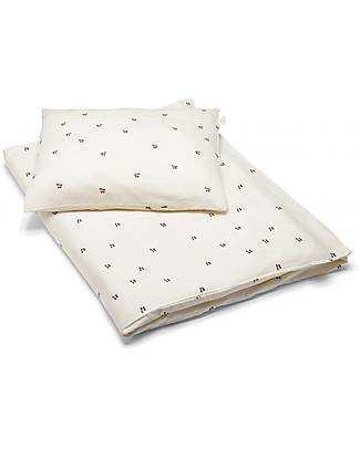 Konges Slojd Set Copripiumino e Federa - Ciliegie - 100x70 cm - 100% Cotone Certificato GOTS Set Copripiumino