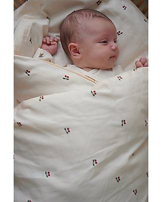 Konges Slojd Set Copripiumino e Federa - Ciliegie - 100x70 cm - 100% Cotone Certificato GOTS Set Copripiumino