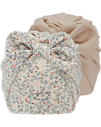 Konges Slojd Set da 2 Cappellini Turbante - Rose Hip Blue e Brazilian Sand - Cotone Organico Cappelli Neonato
