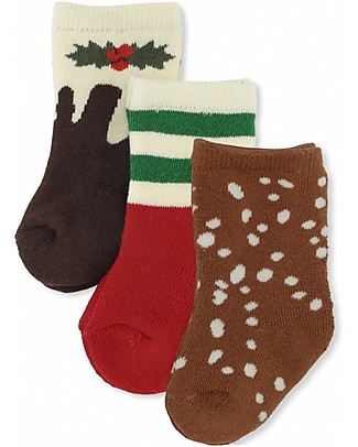 Konges Slojd Set di 3 Paia di Calzini - Natale - Cotone Bio Calzini
