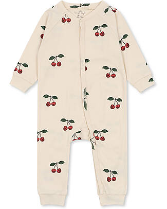 Konges Slojd Tuta Intera senza Piedini - Ma Grande Cerise - 100% Cotone Bio GOTS Tutine Lunghe
