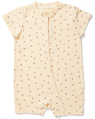 Konges Slojd Tutina Maniche Corte - Fiori Rossi - Cotone Body Manica Corta