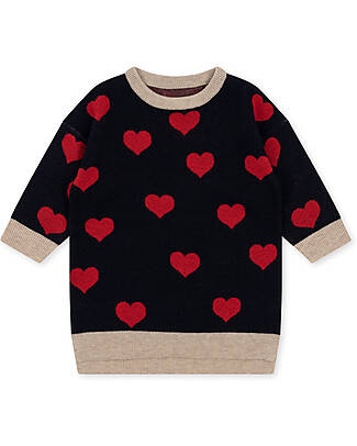 Konges Slojd Vestito in Maglia - Navy Heart - 100% Cotone Bio GOTS Vestiti_