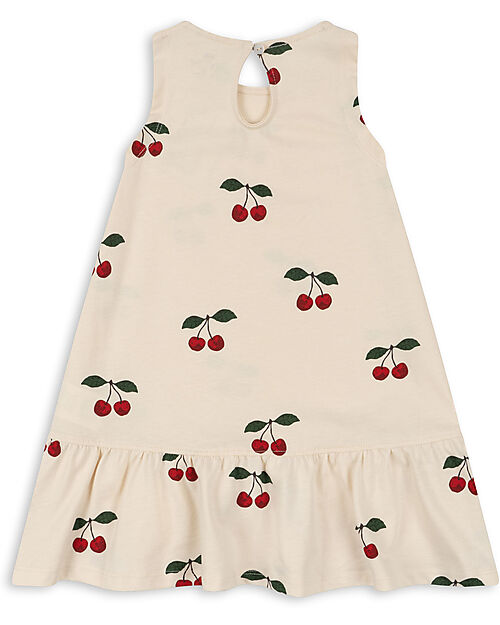 Konges Slojd Vestito Senza Maniche - Volant nella Gonna -  Ciliegie -100% Cotone Organico Vestiti_