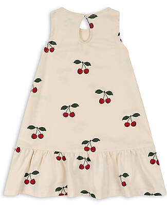 Konges Slojd Vestito Senza Maniche - Volant nella Gonna - Ciliegie -100% Cotone Organico Vestiti_