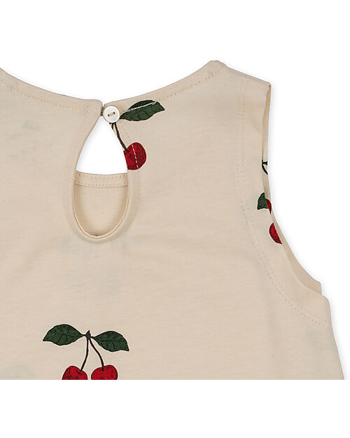 Konges Slojd Vestito Senza Maniche - Volant nella Gonna -  Ciliegie -100% Cotone Organico Vestiti_