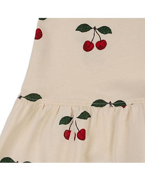 Konges Slojd Vestito Senza Maniche - Volant nella Gonna -  Ciliegie -100% Cotone Organico Vestiti_