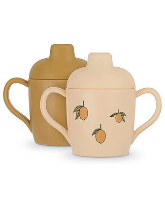 Konges Sløjd Pacco da 2 Tazze con Beccuccio e Manici Sippy Cup - Limoni - 8x5 cm Tazze con Beccuccio Sippy