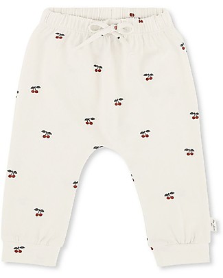 Konges Sløjd Pantaloni Lunghi con Coulisse - Ciliegie - Cotone Bio Elasticizzato Pantaloni Lunghi