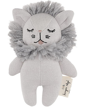 Konges Sløjd Peluche Sonaglio Leone Lavorato a Maglia - 16 cm - Cotone bio Peluche