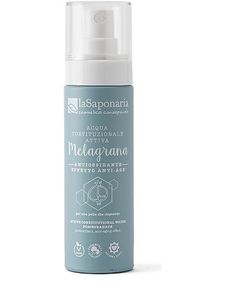 La Saponaria Acqua Attiva Antiossidante alla Melagrana, 50 ml - Per Pelli Splendenti! Detergenza