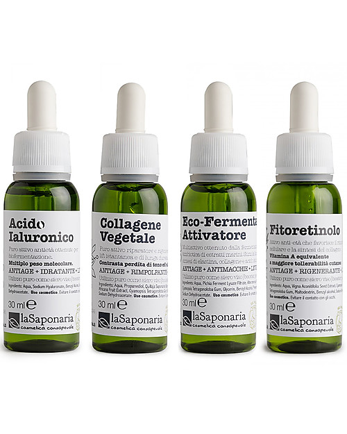 La Saponaria Attivi Puri Collection - Cofanetto Anti-Age: Fitoretinolo + Attivatore + Collagene + Acido Ialuronico Creme Viso