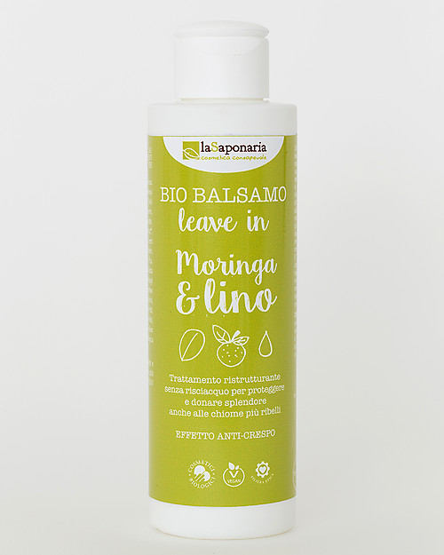 La Saponaria Balsamo Leave In Moringa e Lino, Linea Semi di Lino, 150 ml - Anti-crespo Bagno Doccia Shampoo