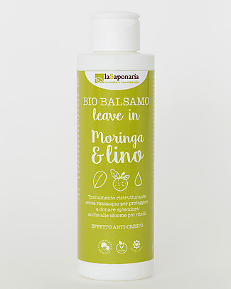 La Saponaria Balsamo Leave In Moringa e Lino, Linea Semi di Lino, 150 ml - Anti-crespo Cura dei Capelli