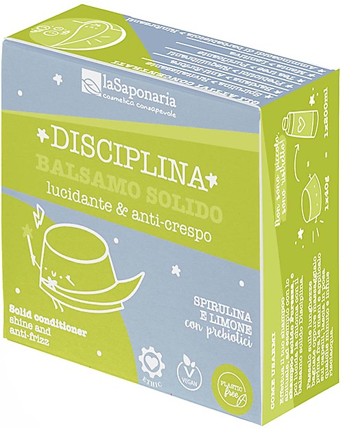 La Saponaria Balsamo Solido Disciplina - Lucidante e Anti-crespo - con Spirulina e Vitamina E Bagno Doccia Shampoo