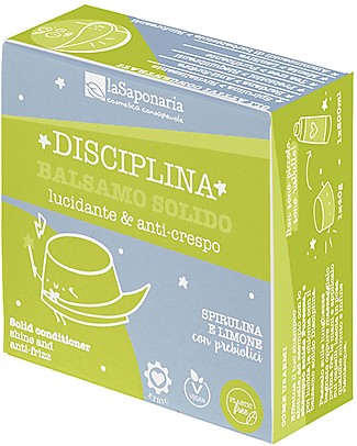 La Saponaria Balsamo Solido Disciplina - Lucidante e Anti-crespo - con Spirulina e Vitamina E Bagno Doccia Shampoo