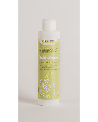 La Saponaria Bio Bagnodoccia Mediterraneo, 200 ml - Per pelli secche Bagno Doccia Shampoo