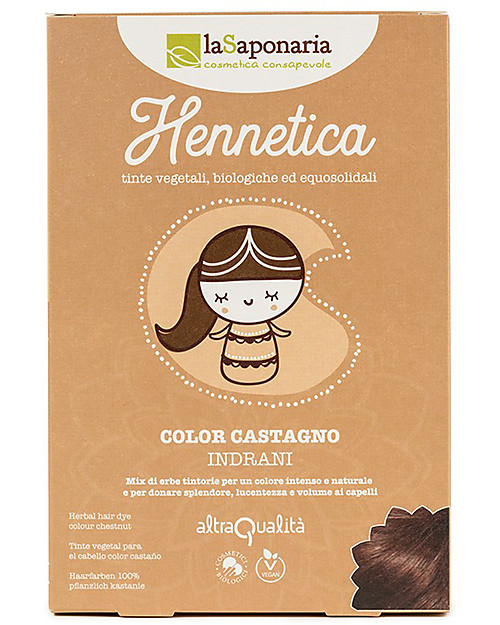 La Saponaria Bio Tinta Riflessante per Capelli 100% Vegetale , Castagno "Indrani" Cura dei Capelli
