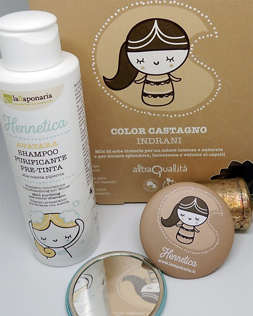 La Saponaria Bio Tinta Riflessante per Capelli 100% Vegetale , Castagno "Indrani" Cura dei Capelli