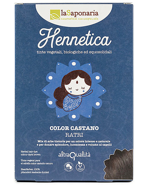 La Saponaria Bio Tinta Riflessante per Capelli 100% Vegetale, Castano Scuro "Ratri" Cura dei Capelli