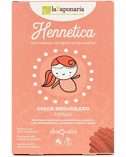 La Saponaria Bio Tinta Riflessante per Capelli 100% Vegetale, Melograno "Durga" Cura dei Capelli