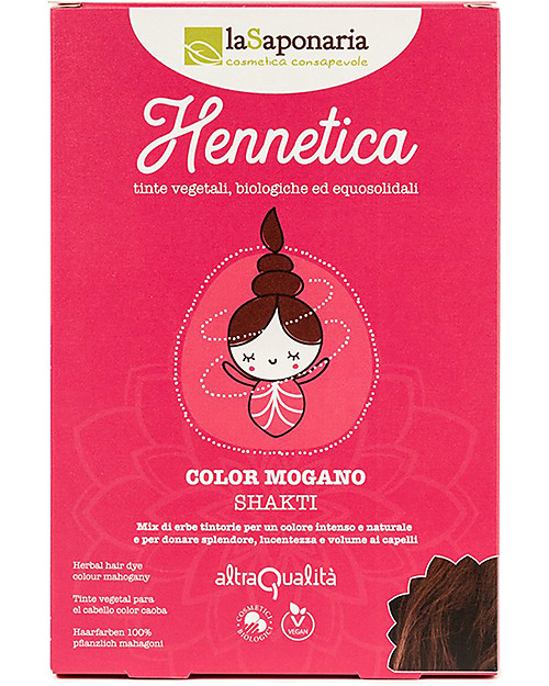 La Saponaria Bio Tinta Riflessante per Capelli 100% Vegetale - Mogano "Shakti" Cura dei Capelli