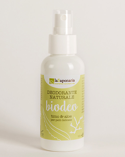 La Saponaria Biodeo, Deodorante Bio con Timo e Aloe, 100 ml Spray - Senza sali di alluminio e alcool Deodoranti