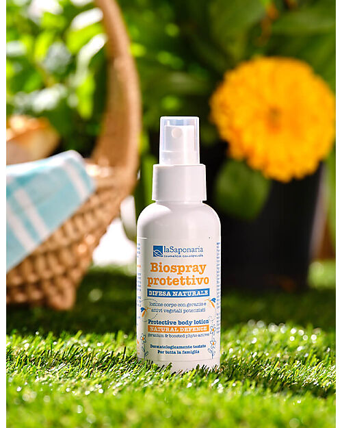La Saponaria Biospray Protettivo Antizanzare - con Geranio e Attivi Vegetali - 100 ml Antizanzare