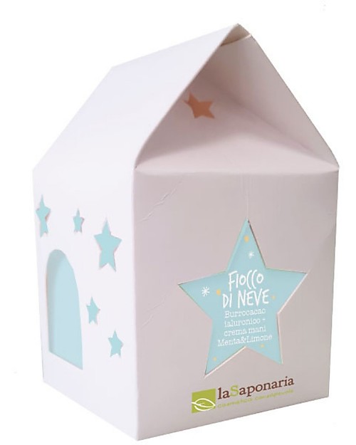 La Saponaria Casetta Lanterna Fiocco di Neve - Biocao Ialuronico + Crema Mani Menta&Limone - Contro il Freddo d'Inverno! Creme Viso