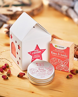 La Saponaria Casetta Lanterna Rosa d'Inverno - Crema Mani + Sapone Rosa&Karitè - Carezza Profumata! Creme ed Olii Baby