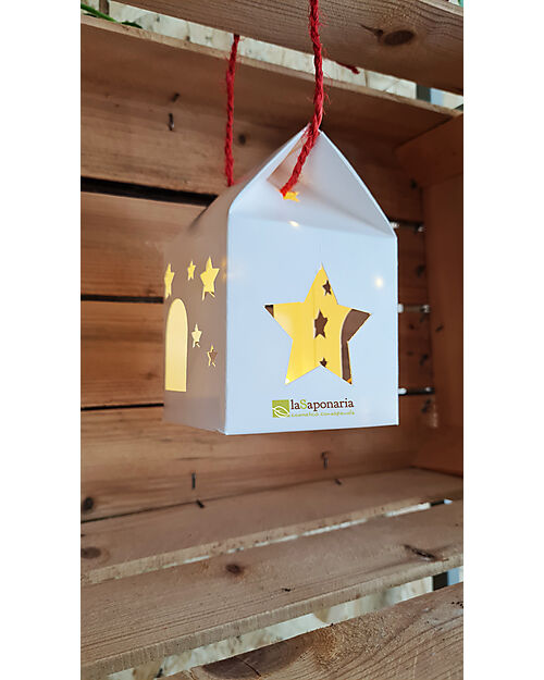 La Saponaria Casetta Lanterna Sapone Corpo Arancia & Cannella + Spugna Cotone & Canapa Bagno Doccia Shampoo